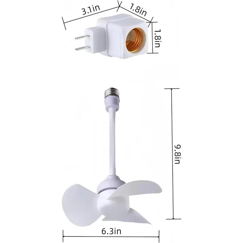 🔥Buy 1 Get 1 Free🔥Socket Fan Kit with Plug Adapter – Mini Quiet Electric Fan with Flexible Gooseneck Plug and Light Bulb Base