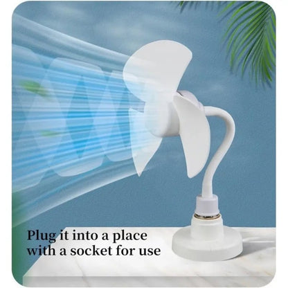 🔥Buy 1 Get 1 Free🔥Socket Fan Kit with Plug Adapter – Mini Quiet Electric Fan with Flexible Gooseneck Plug and Light Bulb Base