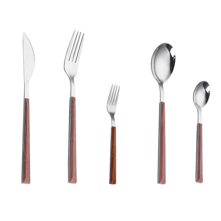 Stainless Steel Cutlery Set – Elegant Wooden Handle Flatware