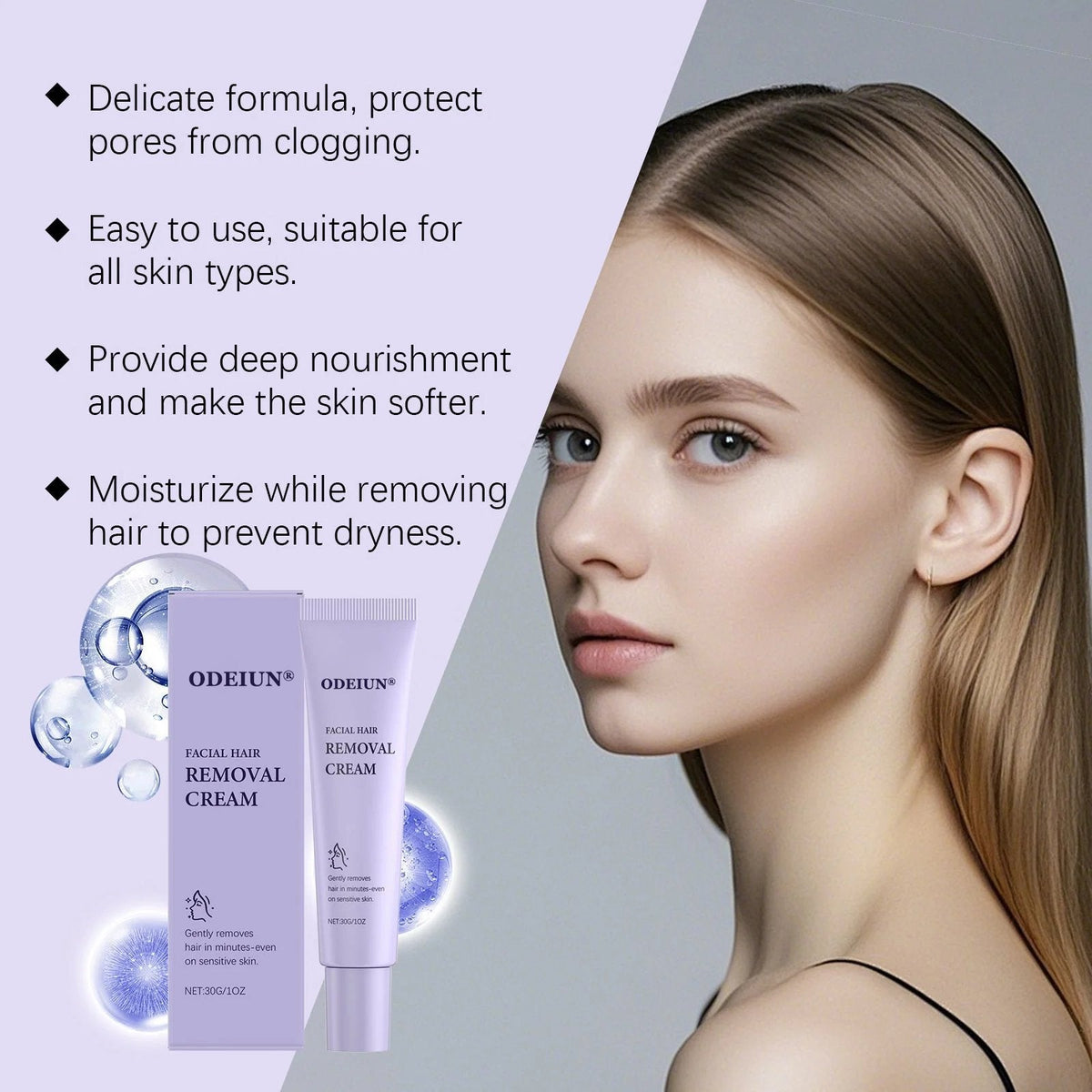 Gentle and Painless Facial Hair Removal Cream